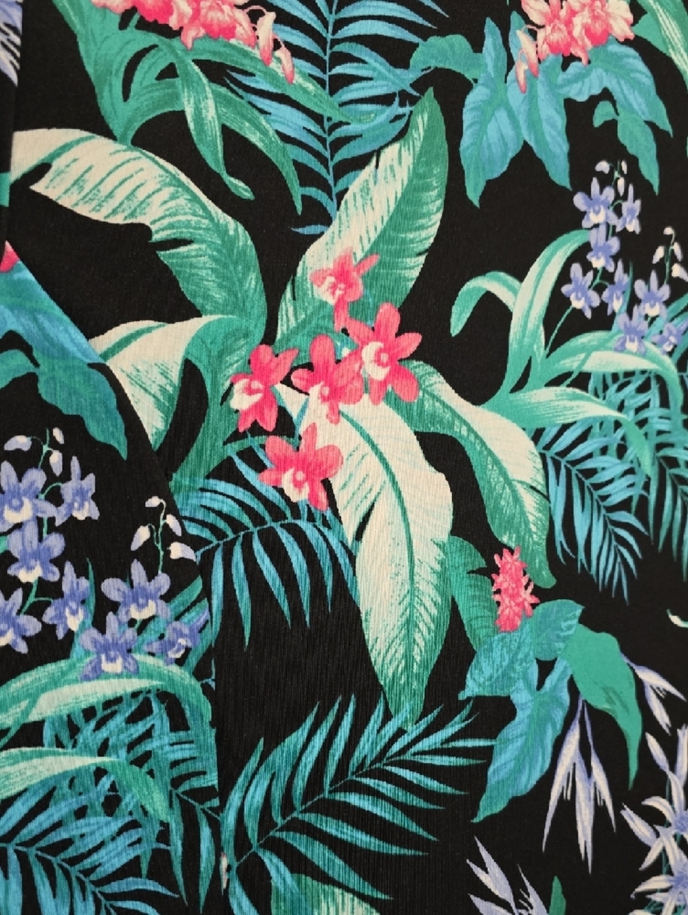 Tommy Bahama Black Tropical Floral Zip-Front Long Sleeve Top - Picture 7 of 7